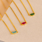Dainty Marquise Birthstone Necklace Silver 18K Gold Plated