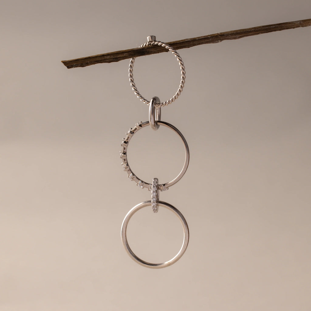 Multipurpose Pave Ring Lock Set in Silver 18K Gold Plated