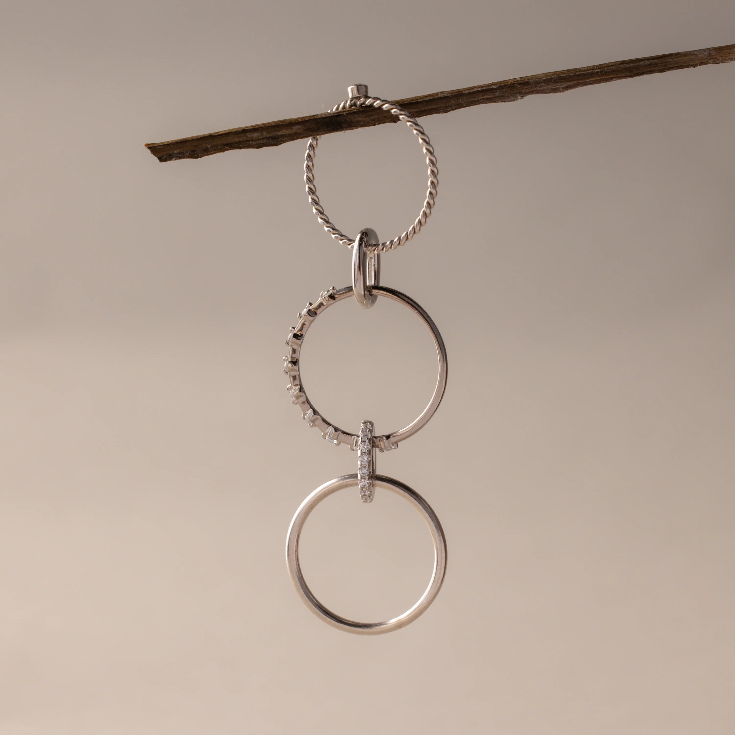Multipurpose Pave Ring Lock Set in Silver 18K Gold Plated