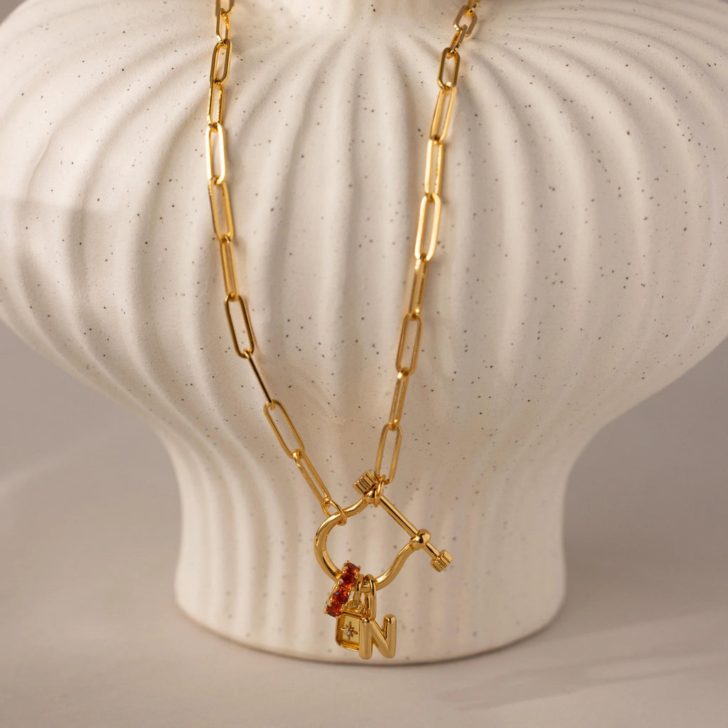 Bar & Carabiner Charm Set Silver 18K Gold Plated