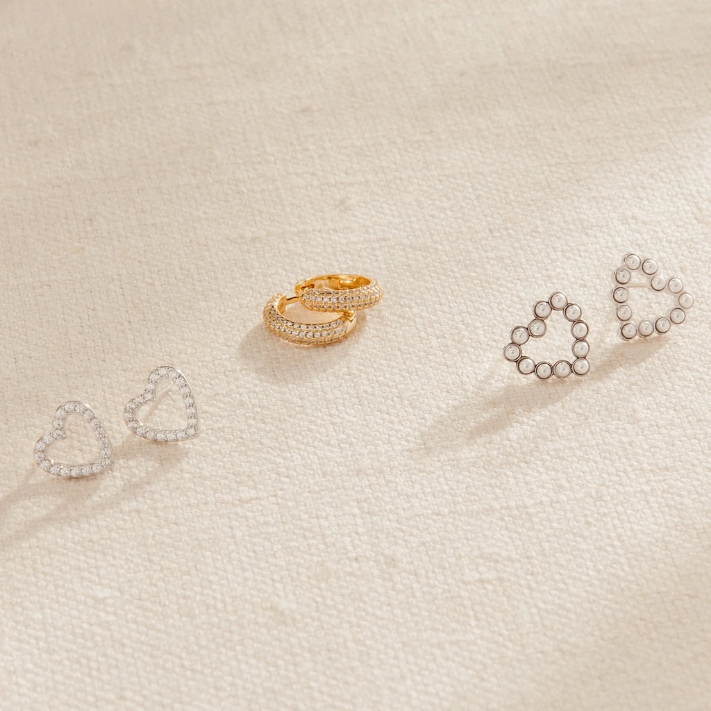 Pave Diamond Huggie Silver 18K Gold Plated