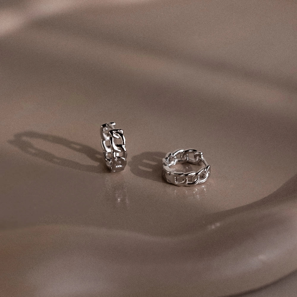 Curb Huggies Silver 18K Gold Plated
