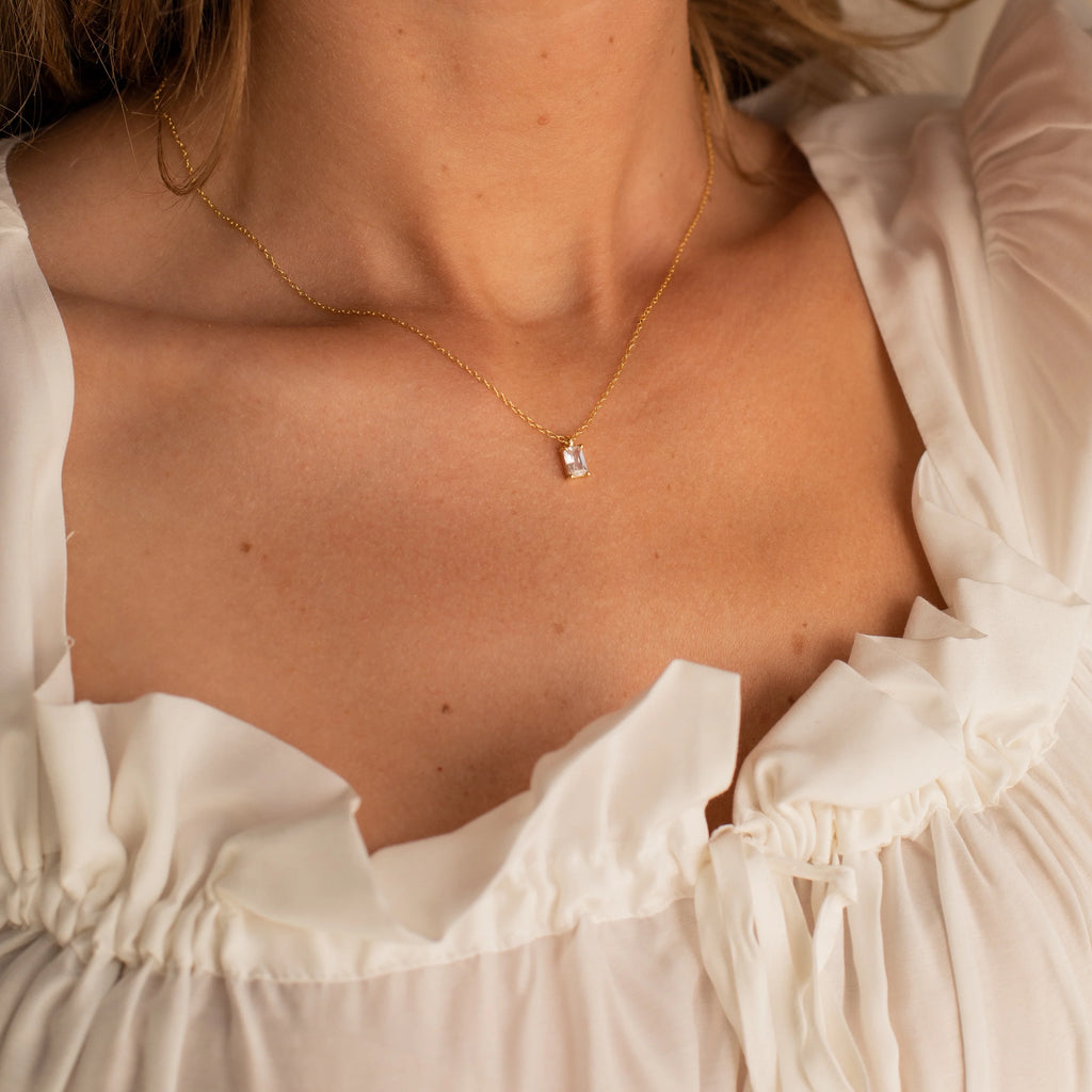 Sage Diamond Necklace Silver 18K Gold Plated
