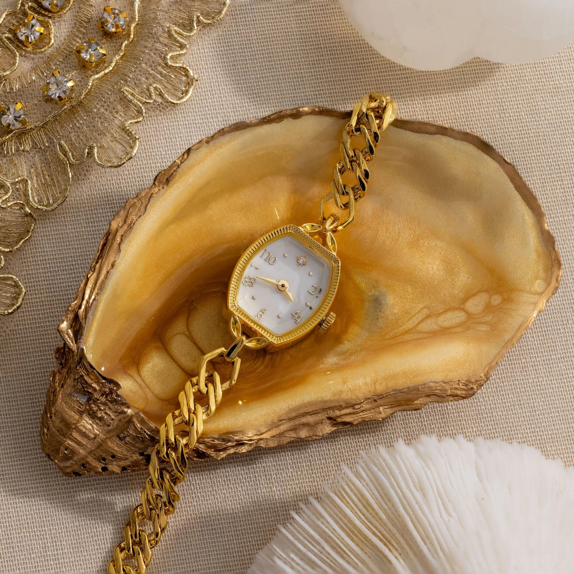Heirloom Chain Link Timepiece Silver 18K Gold Plated