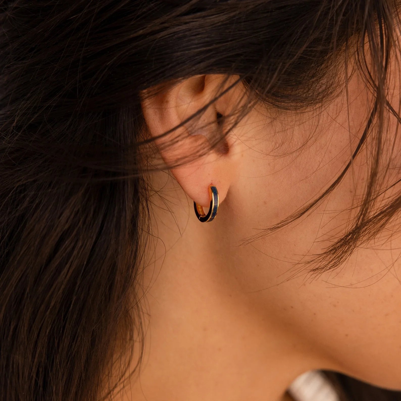 Opal Inlay Hoops Set Silver 18K Gold Plated