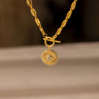 Diamond Evil Eye Toggle Necklace Silver 18K Gold Plated