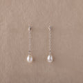 Diamond Pearl Drop Earrings Silver 18K Gold Plated