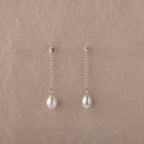 Diamond Pearl Drop Earrings Silver 18K Gold Plated