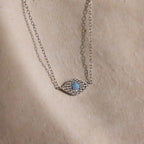 Opal Eye Necklace Silver 18K Gold Plated