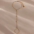 Jade Hand Chain Bracelet Silver 18K Gold Plated