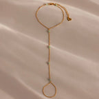 Jade Hand Chain Bracelet Silver 18K Gold Plated
