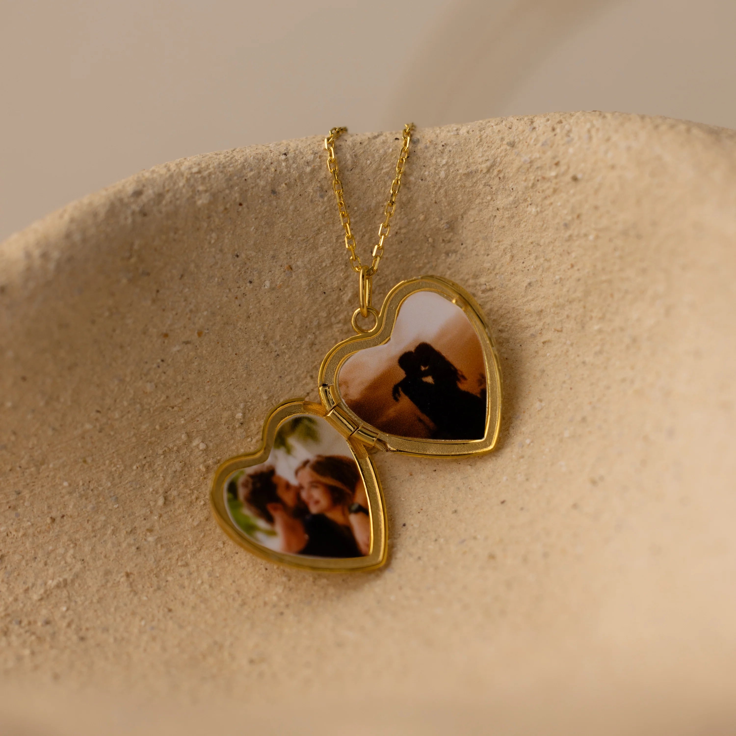 Handwriting Heart Locket Necklace Silver 18K Gold Plated