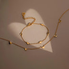 Heart Station Necklace Silver 18K Gold Plated