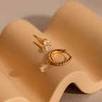 Diamond Drop Earrings Set Silver 18K Gold Plated