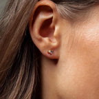 Baguette Aquamarine Pearl Studs Silver 18K Gold Plated