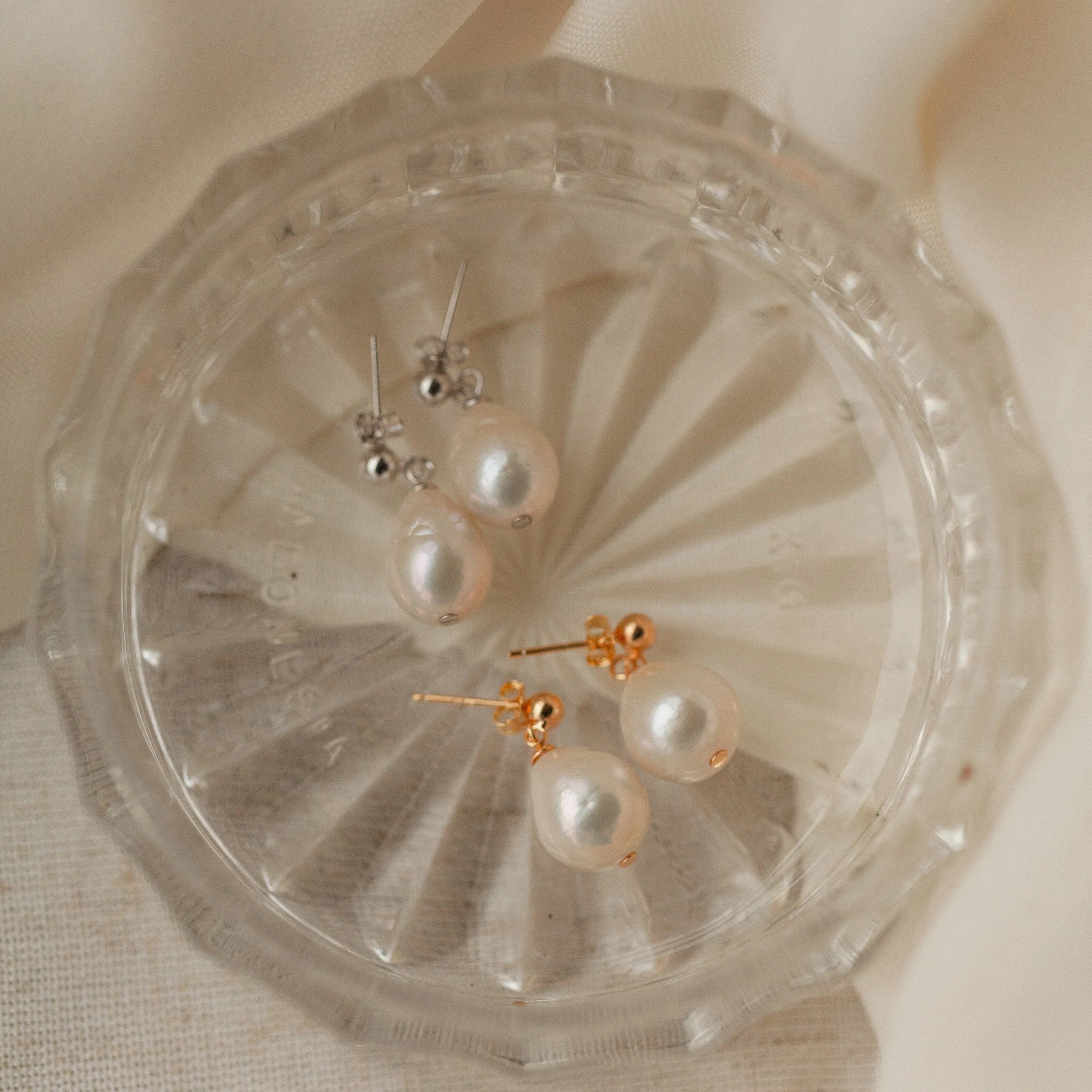 Baroque Pearl Earrings Silver 18K Gold Plated