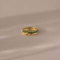 Eternity Band Duo Emerald Tennis Linked Ring Silver 18K Gold Plated
