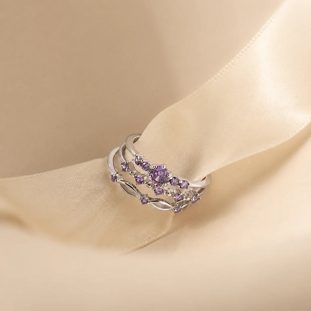 Amethyst Stacking Ring Set