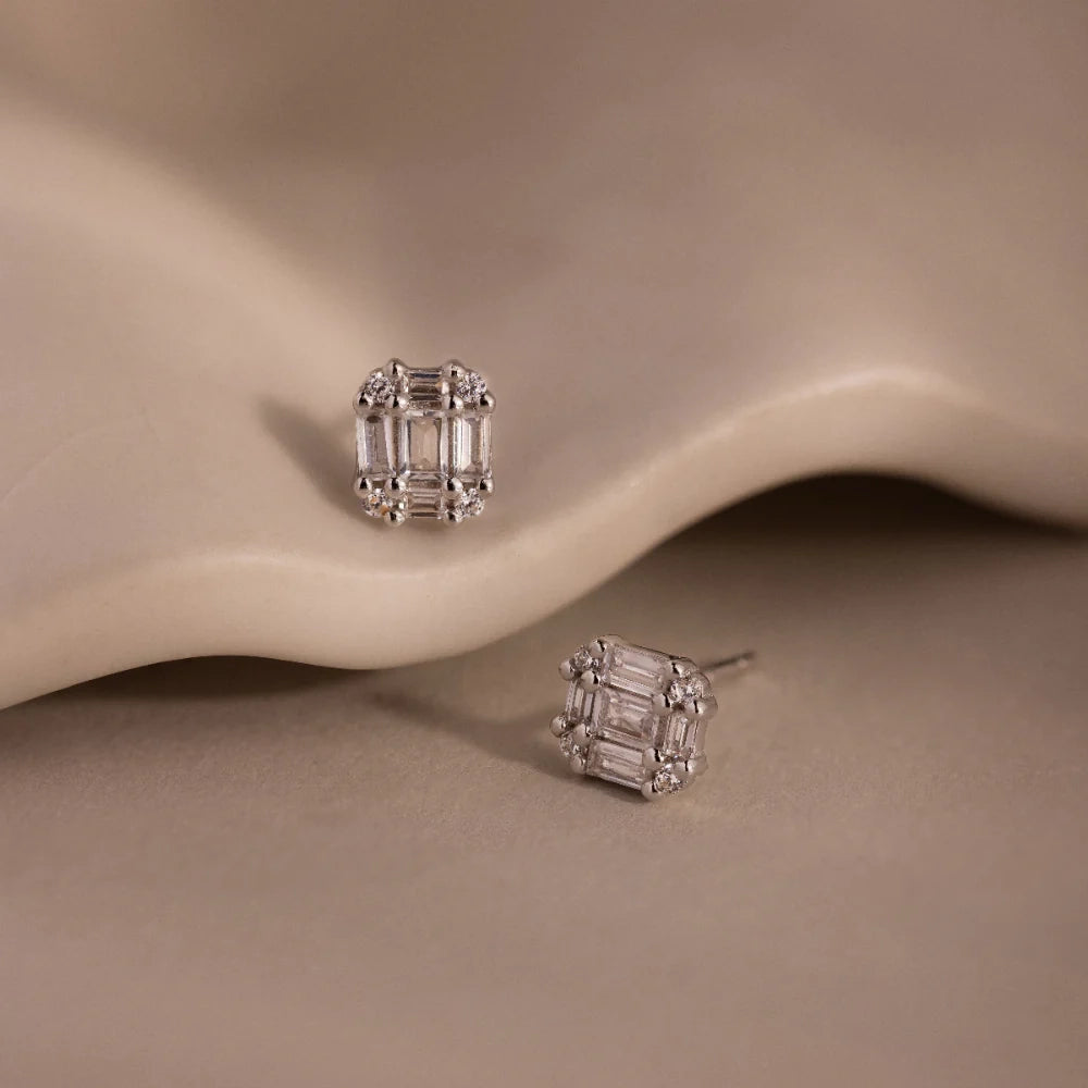 Diamond Studs Silver 18K Gold Plated