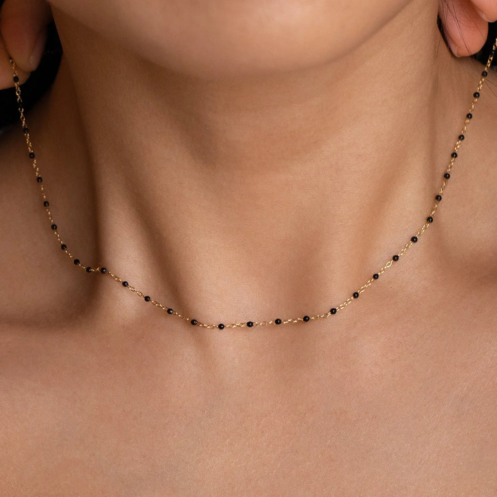 Onyx Necklace Set Silver 18K Gold Plated