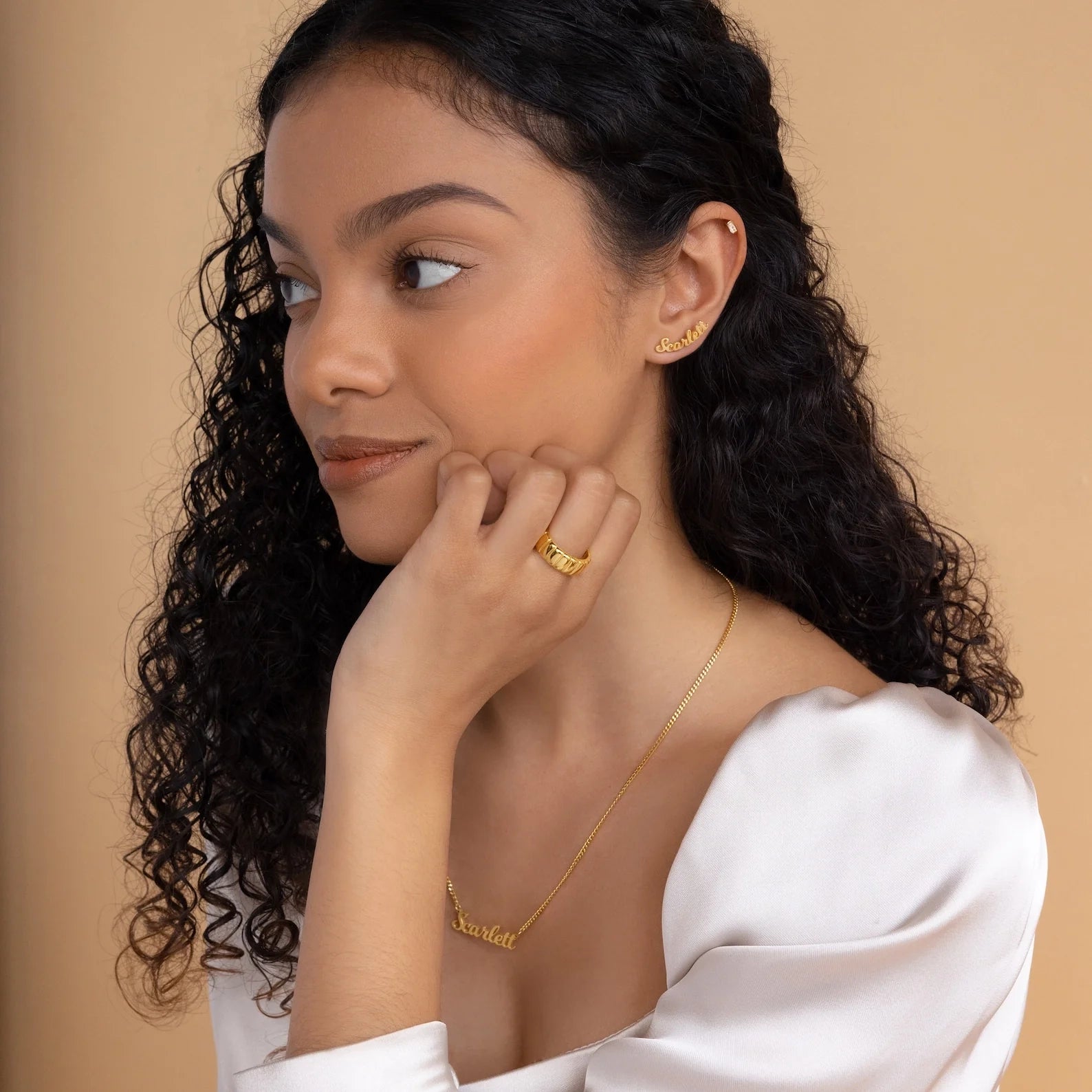 Mellow Name Earrings Silver 18K Gold Plated