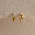 Peridot Floating Huggies Silver 18K Gold Plated