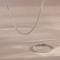 Diamond Tennis Necklace & Bracelet Set Silver 18K Gold Plated