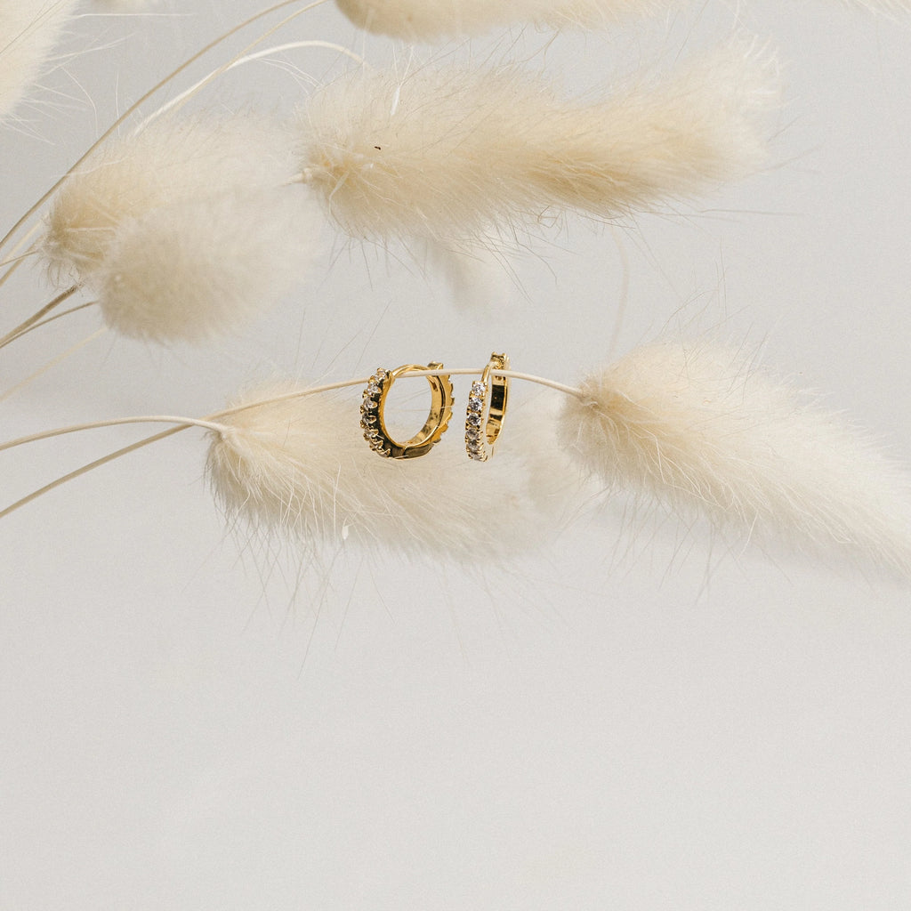 Coco Pave Huggies Silver 18K Gold Plated