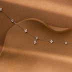 Flower Charms Ivy Diamond Station Necklace Silver 18K Gold Plated