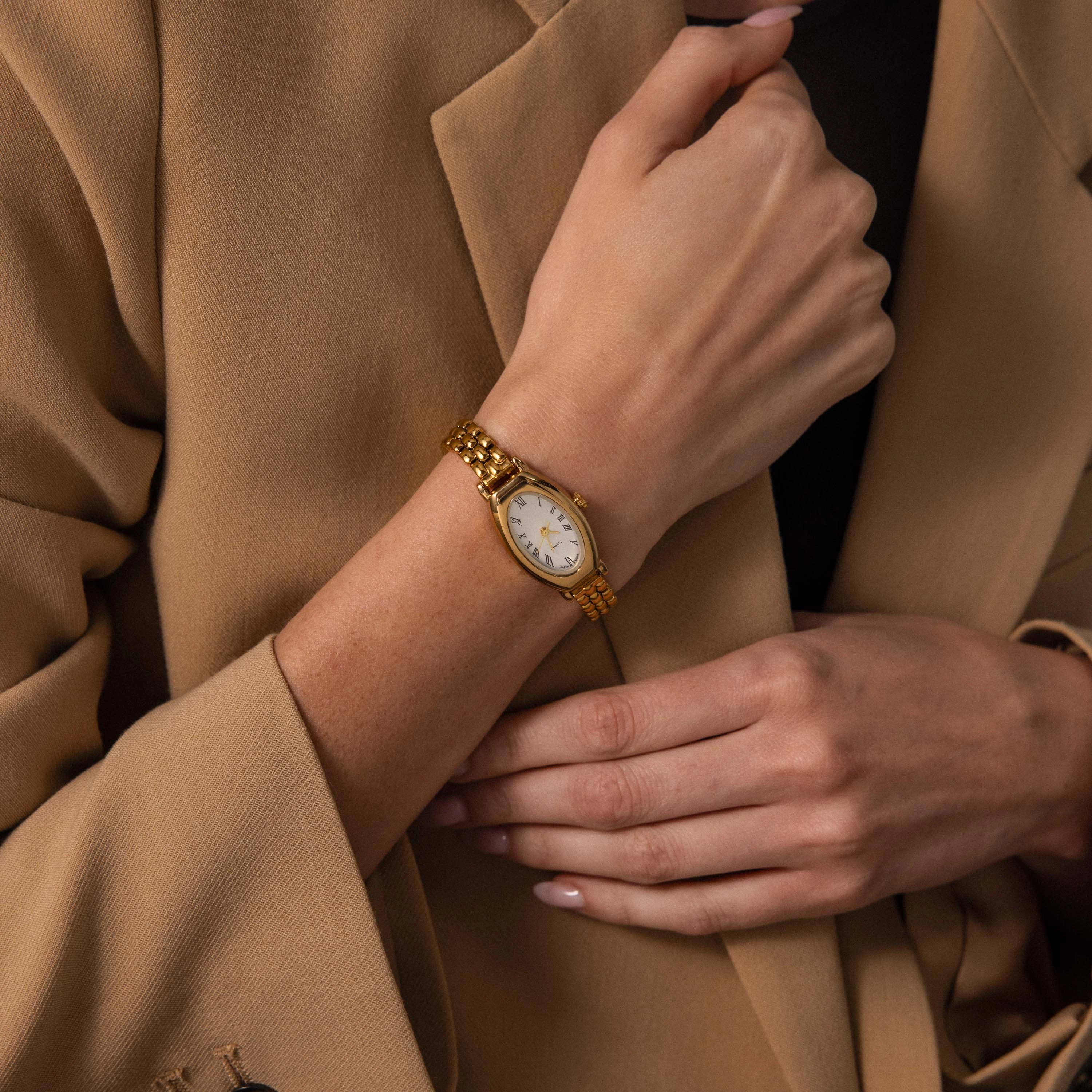 Grid Chain Timepiece Silver 18K Gold Plated