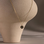 Diamonds Onyx Star Pendant Necklace Silver 18K Gold Plated