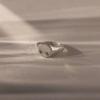 North Star Emerald Signet Ring Silver 18K Gold Plated