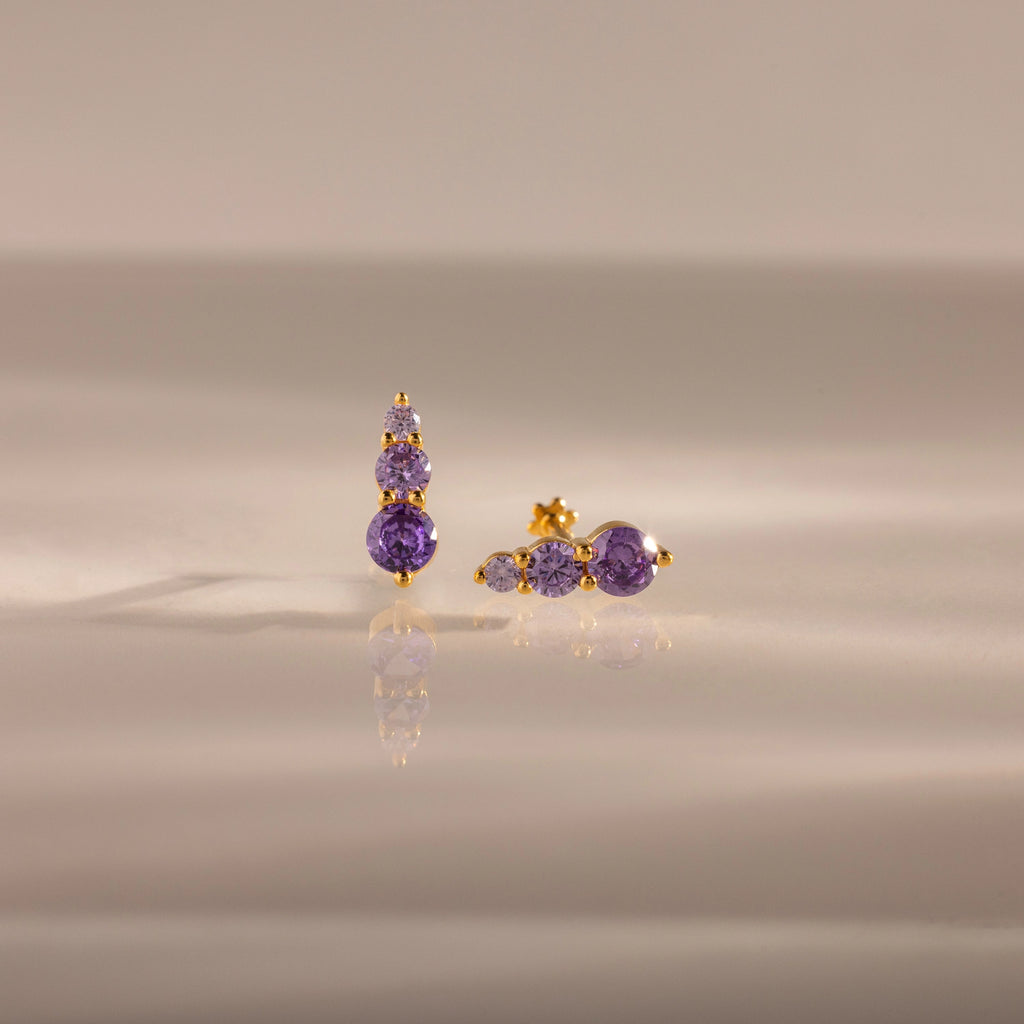 Ombre Alexandrite Flatback Studs Silver 18K Gold Plated