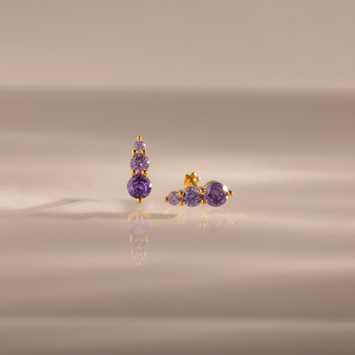 Ombre Alexandrite Flatback Studs Silver 18K Gold Plated
