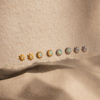 Diamond Opal Moon Studs Silver 18K Gold Plated