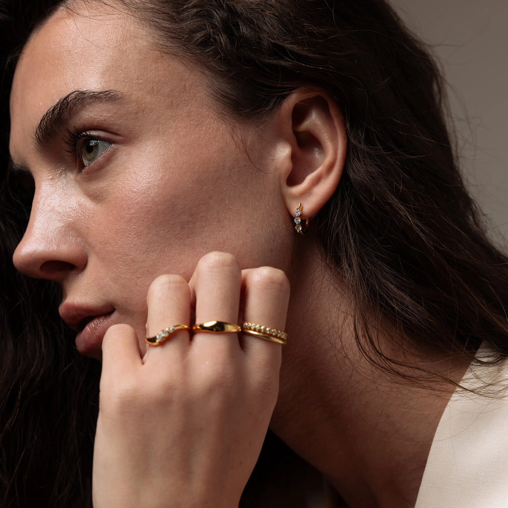 Lace Diamond Hoops Silver 18K Gold Plated