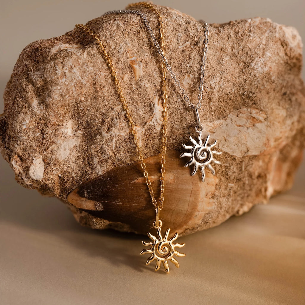 Celestial Sun Necklace Silver 18K Gold Plated