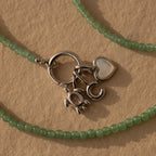 Beaded Jade Charm Necklace Silver 18K Gold Plated