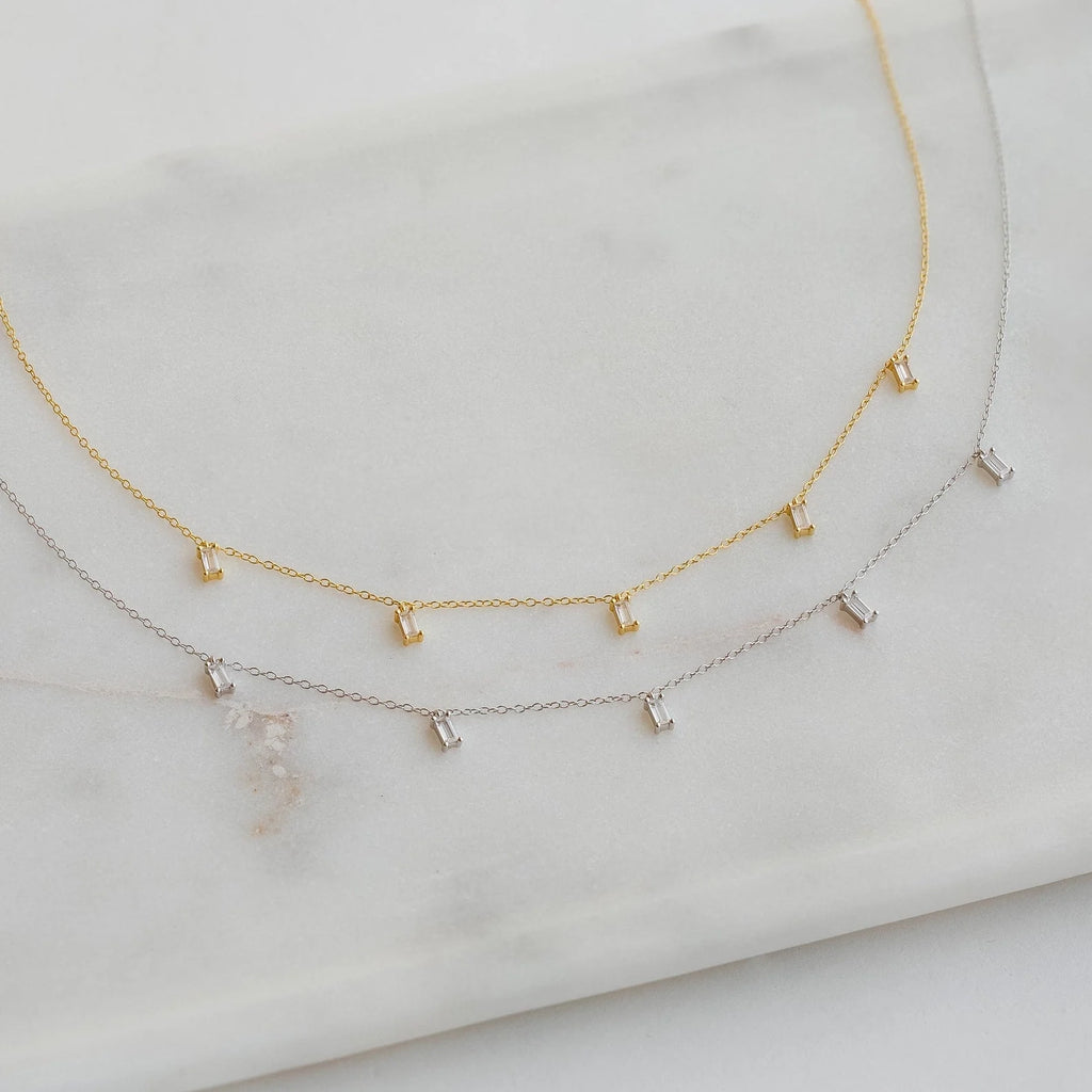 Baguette Station Necklace