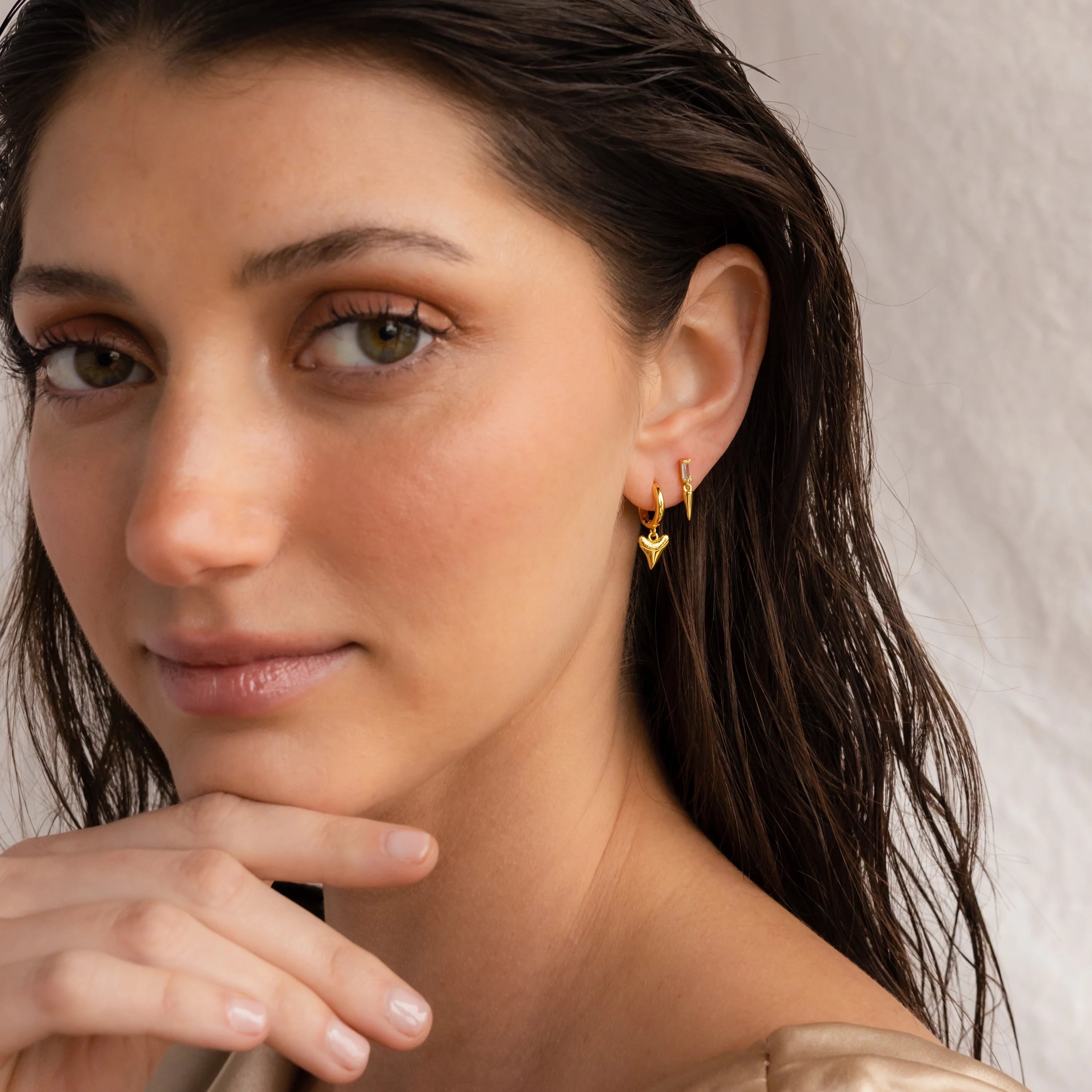 Shark Tooth Huggies Silver 18K Gold Plated