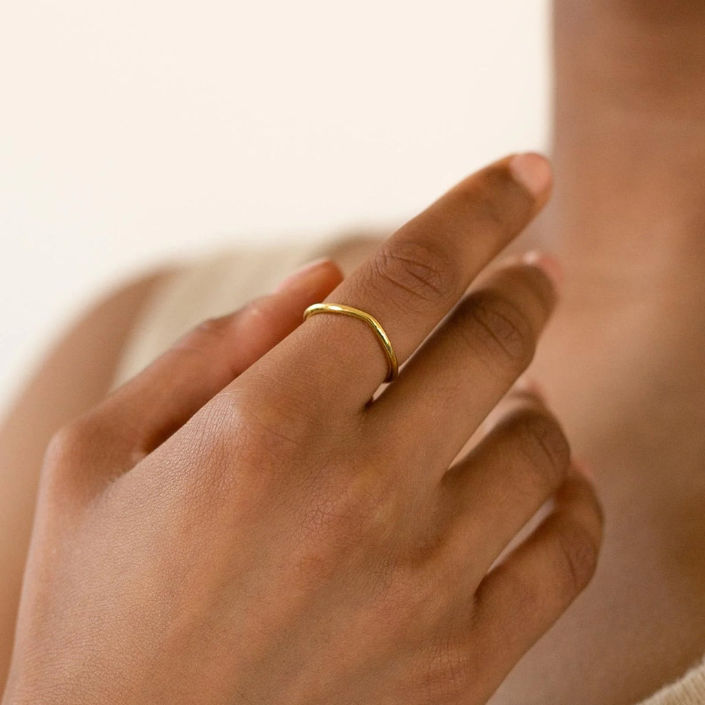 Dainty Wave Band Silver 18K Gold Plated