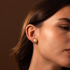 Pearl Bezel Studs Silver 18K Gold Plated