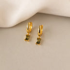 Baguette Birthstone Huggies Silver 18K Gold Plated