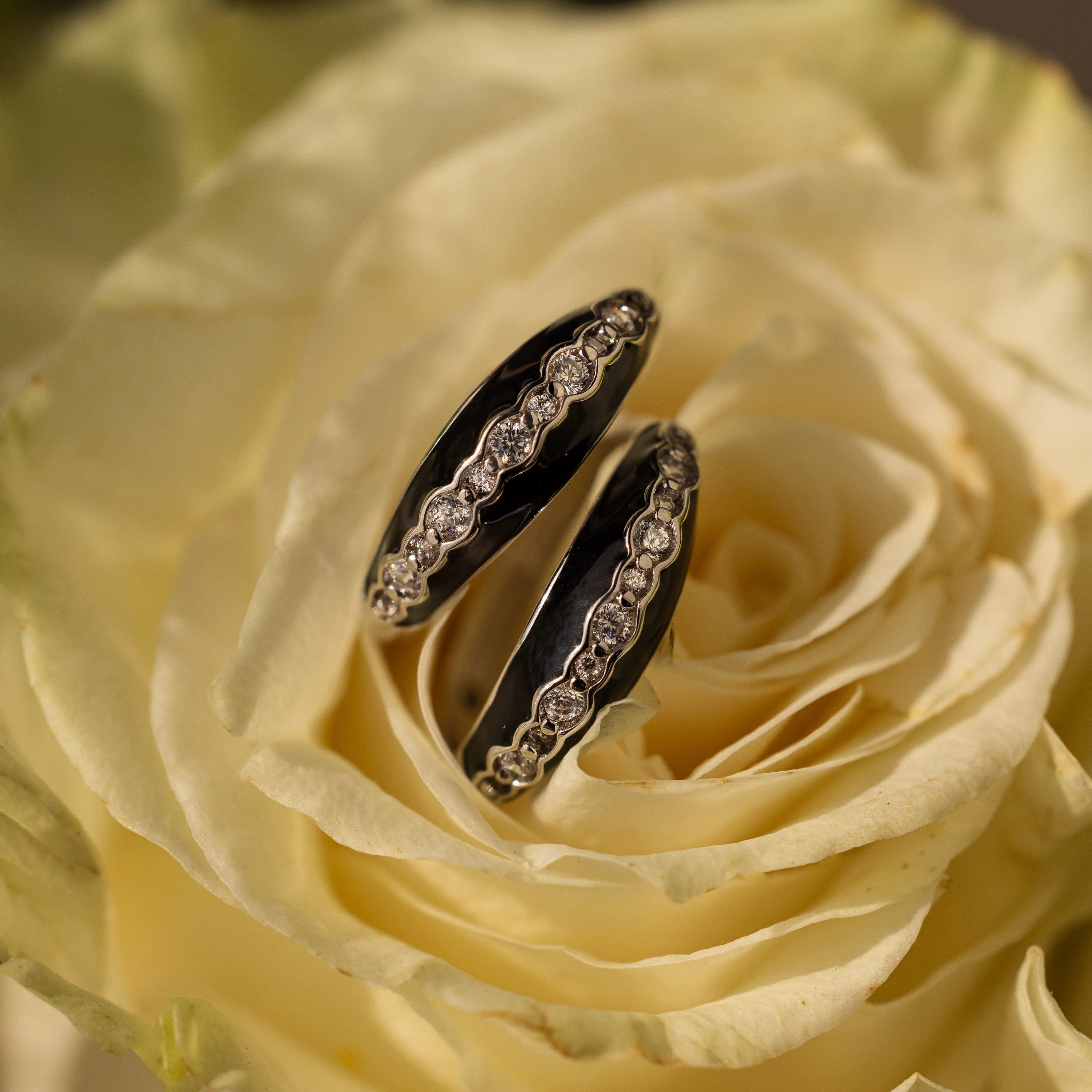 Diamonds Noir Pave Dome Hoops Silver 18K Gold Plated
