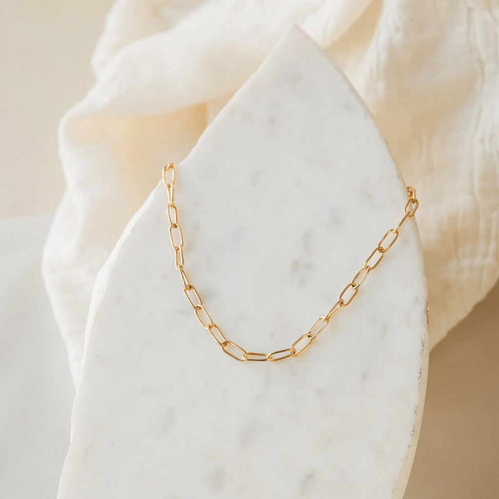 Paperclip Toggle Necklace Silver 18K Gold Plated