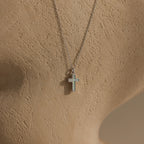 Opal Cross Necklace Silver 18K Gold Plated