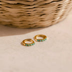 Garden Green Opal Huggies Silver 18K Gold Plated