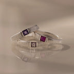 Ribbed Alexandrite Band Silver 18K Gold Plated