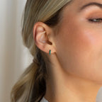 Pave Emerald Huggies Silver 18K Gold Plated