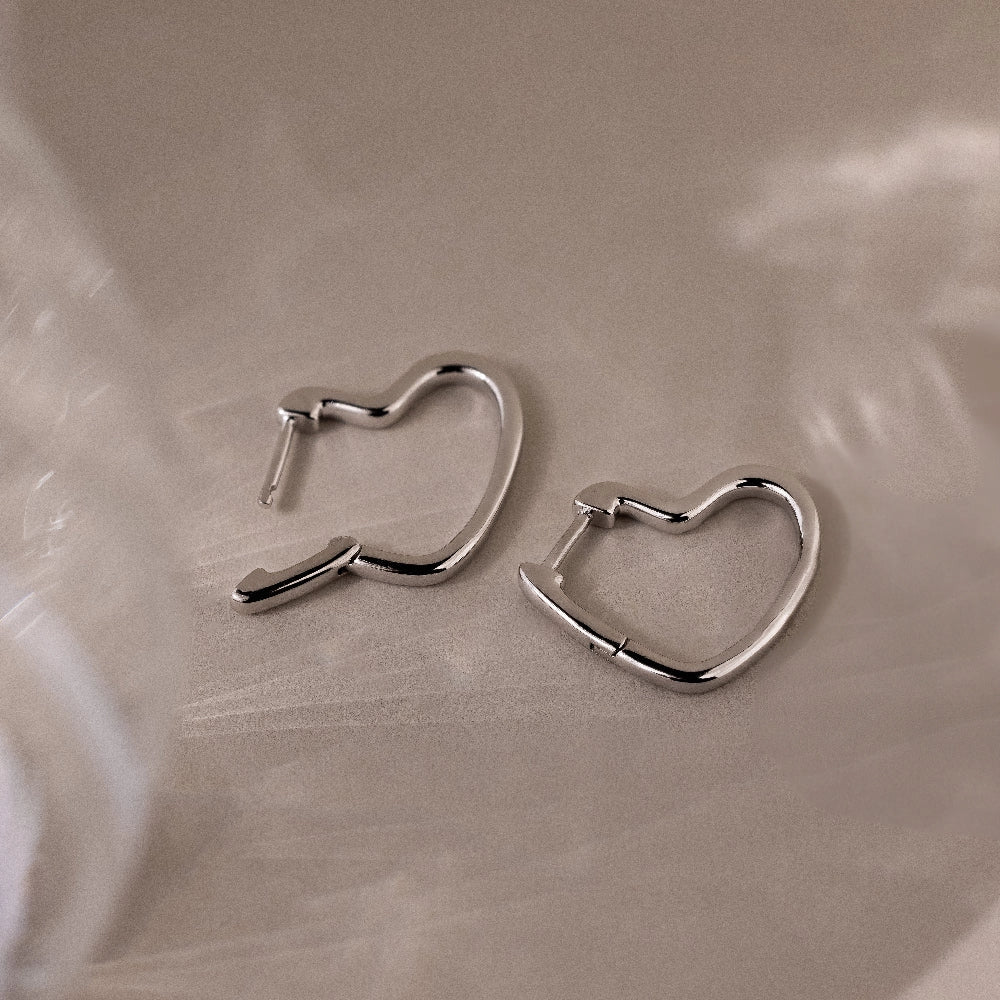 Heart Hoops Silver 18K Gold Plated